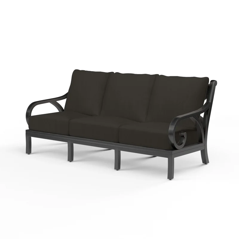 Sunset West - Monterey Sofa w/ Sunbrella Fabric - Copper Finish - SW3001-23 Spectrum Carbon / 35.63" X 80.91" X 35.83"