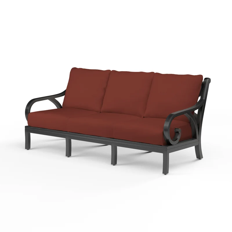 Sunset West - Monterey Sofa w/ Sunbrella Fabric - Copper Finish - SW3001-23 Canvas Henna / 35.63" X 80.91" X 35.83"