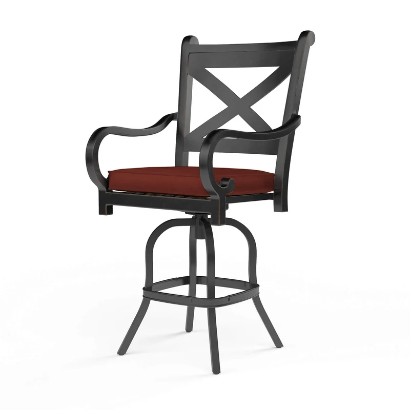 Sunset West - Monterey Barstool - Sunbrella Grade A Farbic w/ Self Welt - Copper Finish - SW3001-7B Canvas Henna / 25.3" X 23.4" X 51.1"