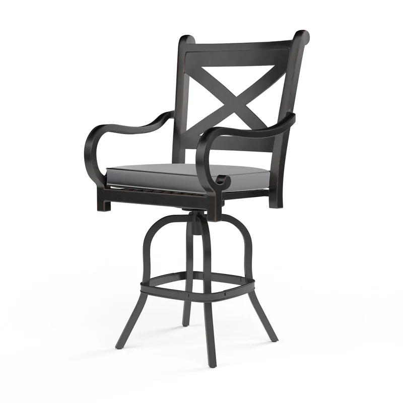 Sunset West - Monterey Counter Stool w/ Sunbrella Fabric - Copper Finish - SW3001-7C Canvas Granite / 25.39" X 23.43" X 47.24"