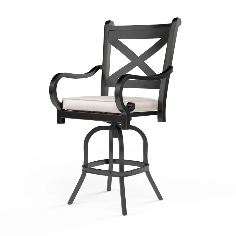 Sunset West - Monterey Counter Stool w/ Sunbrella Fabric - Copper Finish - SW3001-7C Canvas Natural / 25.39" X 23.43" X 47.24"