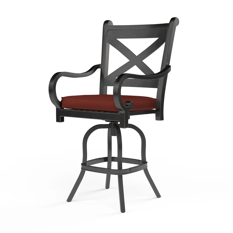 Sunset West - Monterey Counter Stool w/ Sunbrella Fabric - Copper Finish - SW3001-7C Canvas Henna / 25.39" X 23.43" X 47.24"