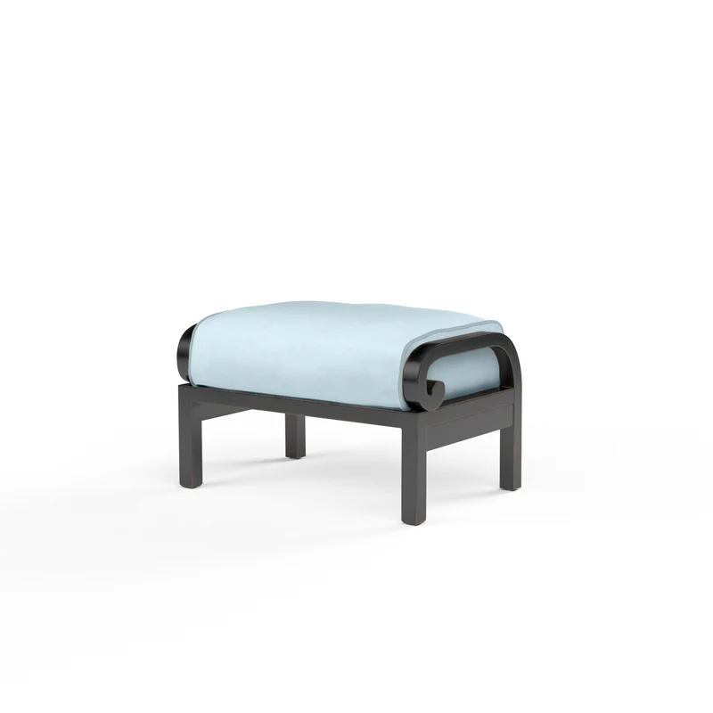 Sunset West - Monterey Ottoman w/ Sunbrella Fabric - Copper Finish - SW3001-OTT Canvas Skyline / 20.67" X 29.53" X 17.72"