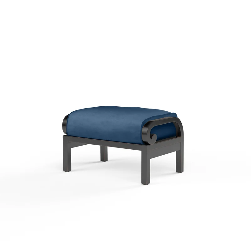 Sunset West - Monterey Ottoman w/ Sunbrella Fabric - Copper Finish - SW3001-OTT Spectrum Indigo / 20.67" X 29.53" X 17.72"