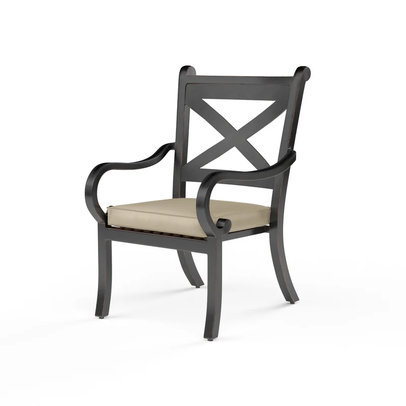 Sunset West - Monterey Dining Chair w/ Sunbrella Fabric - Copper Finish - SW3001-1 Linen Stone / 26.18" X 23.43" X 38.78"