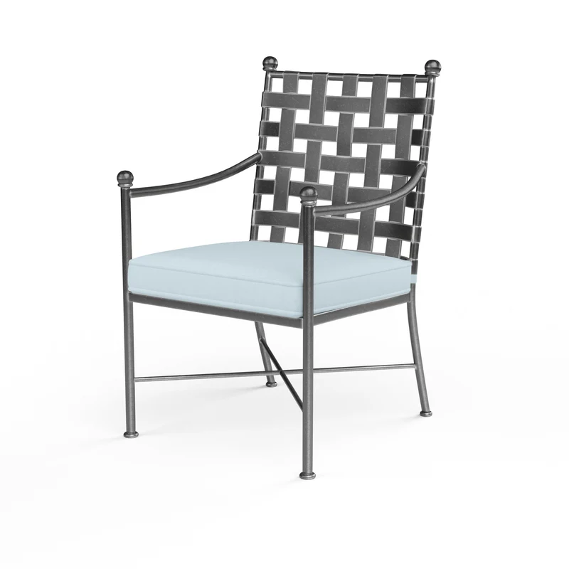 Sunset West - Provence Dining Chair w/ Sunbrella Fabric - Pewter Finish - SW3201-1 Canvas Skyline / 26.14" X 23.62" X 36.14"