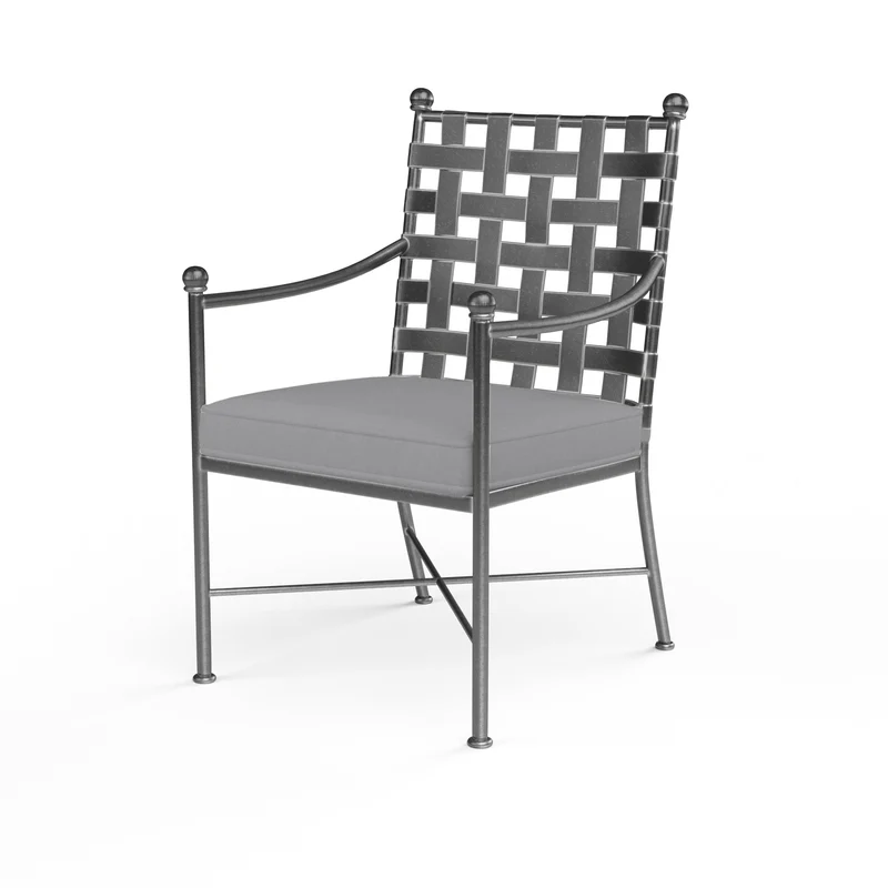 Sunset West - Provence Dining Chair w/ Sunbrella Fabric - Pewter Finish - SW3201-1 Canvas Granite / 26.14" X 23.62" X 36.14"