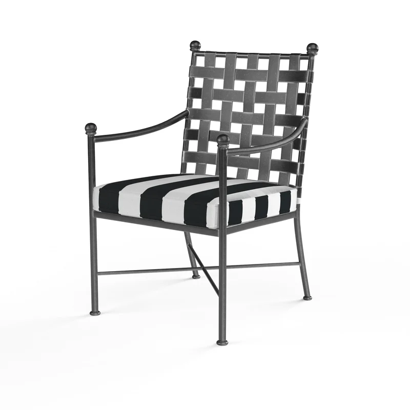 Sunset West - Provence Dining Chair w/ Sunbrella Fabric - Pewter Finish - SW3201-1 Cabana Classic / 26.14" X 23.62" X 36.14"