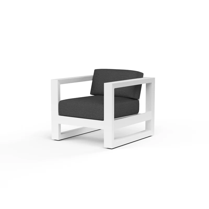 Sunset West - Newport Club Chair - Sunbrella Fabric No Welt - Frost Finish - SW4801-21 Spectrum Carbon / 34.65" X 31.1" X 27.36"