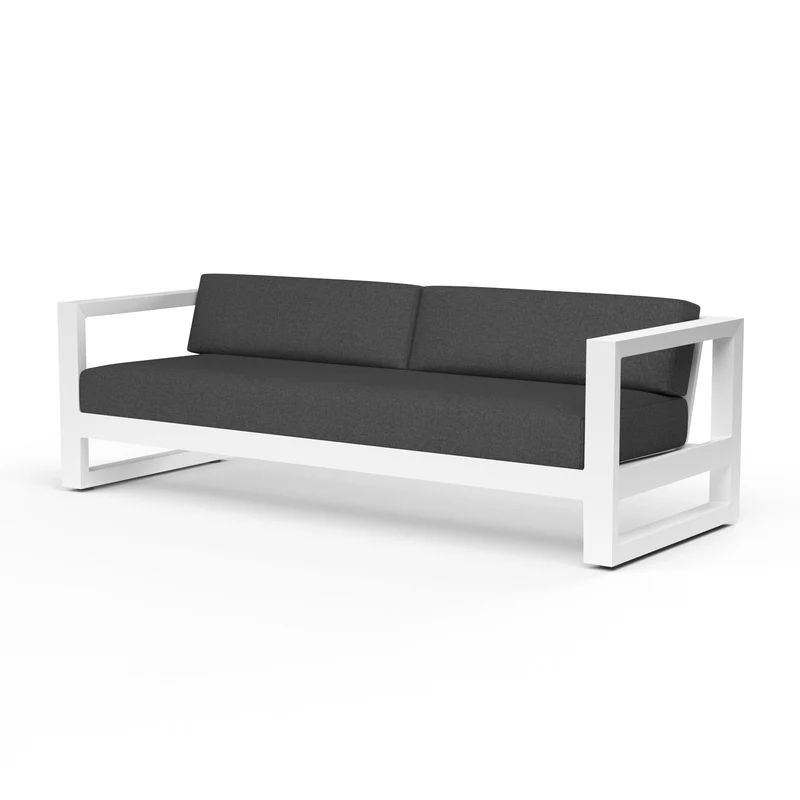 Sunset West - Newport Sofa w/ Sunbrella Fabric - Frost Finish - SW4801-23 Spectrum Carbon / 34.65" X 89.96" X 27.36"