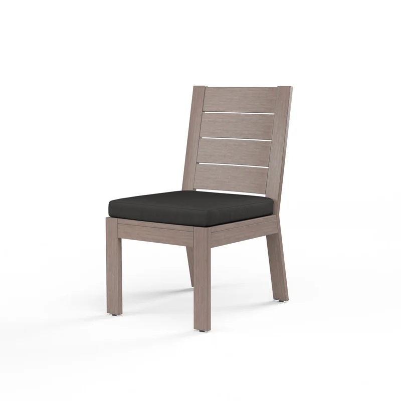 Sunset West - Laguna Armless Dining Chair w/ Sunbrella Fabric - Driftwood Finish - SW3501-1A Spectrum Carbon / 25.39" X 20.28" X 36.42"