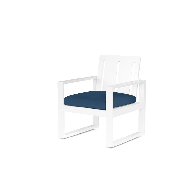 Sunset West - Newport Dining Chair w/ Sunbrella Fabric - Frost Finish - SW4801-1 Spectrum Indigo / 24.8" X 25.51" X 33.58"
