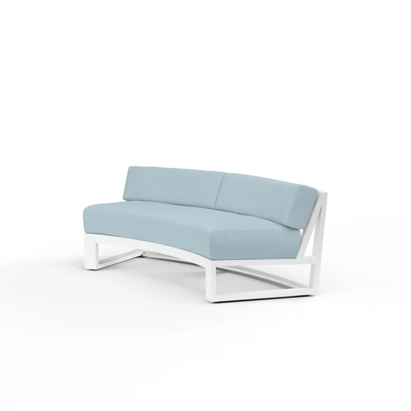 Sunset West - Newport Curved Sofa w/ Sunbrella Fabric - Frost Finish - SW4801-CRV Canvas Skyline / 37.32" X 69.33" X 28.15"
