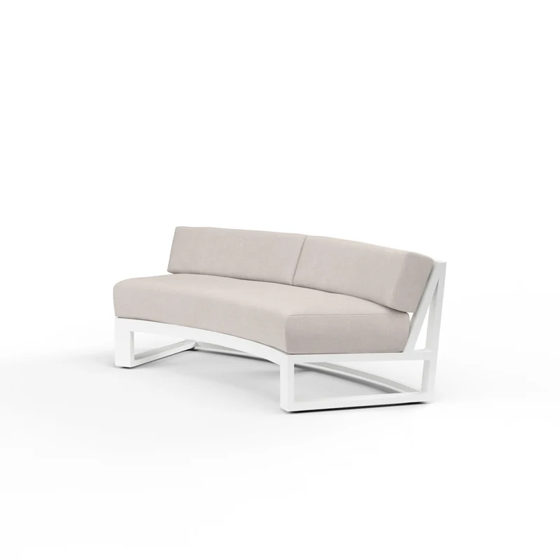 Sunset West - Newport Curved Sofa w/ Sunbrella Fabric - Frost Finish - SW4801-CRV Canvas Natural / 37.32" X 69.33" X 28.15"
