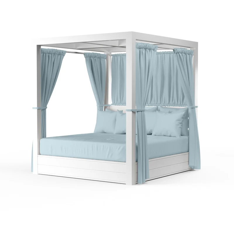 Sunset West - Newport Resort King Daybed w/ Sunbrella Fabric - Frost Finish - SW4801-DB Canvas Skyline / King