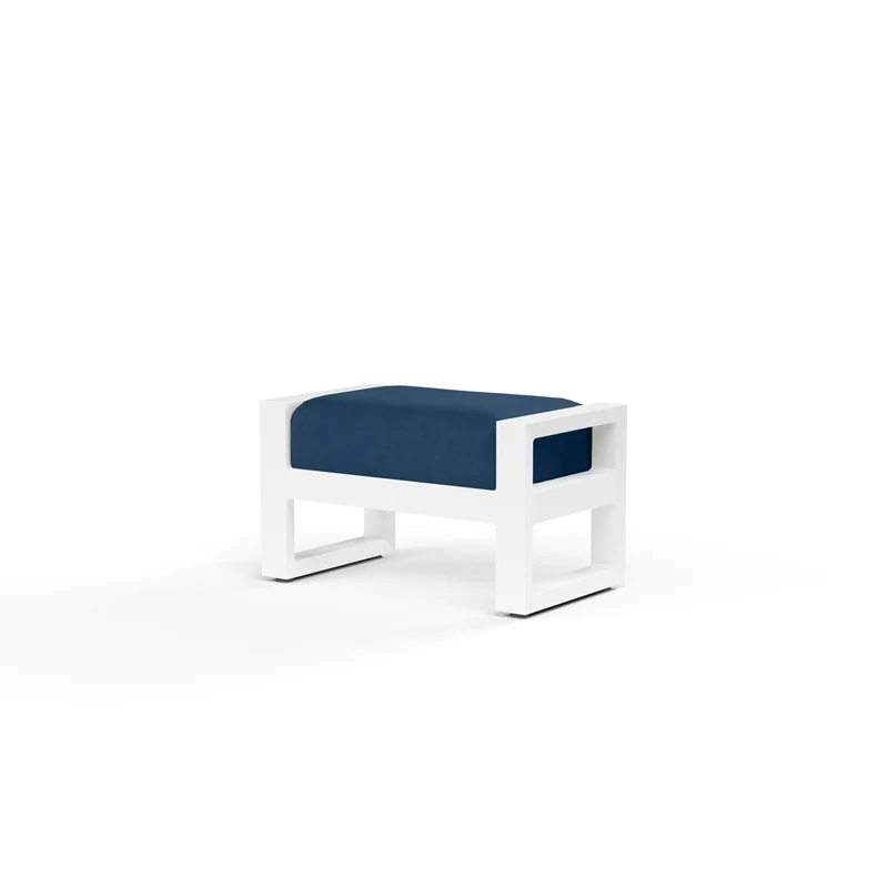Sunset West - Newport Ottoman w/ Sunbrella Fabric - Frost Finish - SW4801-OTT Spectrum Indigo / 18.11" X 31.1" X 18.31"