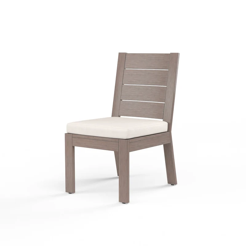 Sunset West - Laguna Armless Dining Chair w/ Sunbrella Fabric - Driftwood Finish - SW3501-1A Canvas Natural / 25.39" X 20.28" X 36.42"