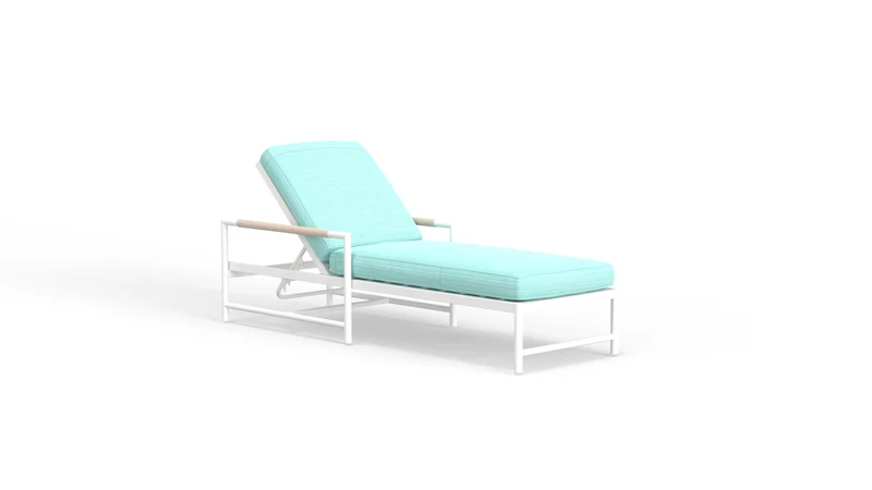 Sunset West - Sabbia Chaise - White Finish - SW4901-9 Dupione Celeste / 78.5" X 28.25" X 20.5"