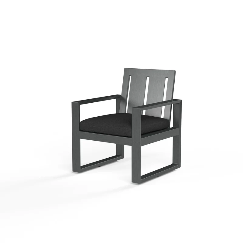 Sunset West - Redondo Dining Chair w/ Sunbrella Fabric - Slate Finish - SW3801-1 Spectrum Carbon / 24.8" X 25.51" X 33.58"