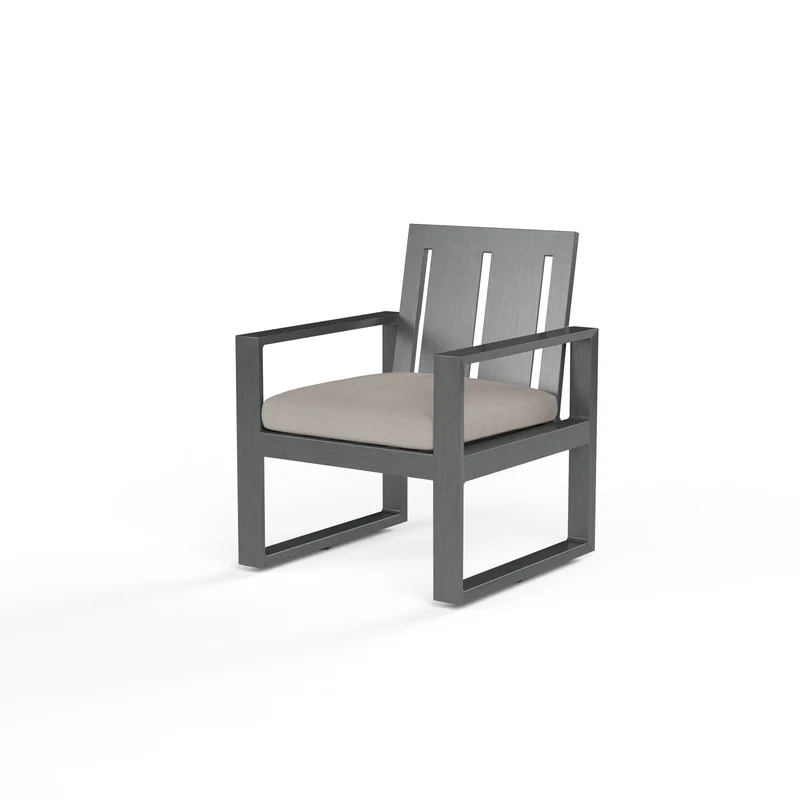 Sunset West - Redondo Dining Chair w/ Sunbrella Fabric - Slate Finish - SW3801-1 Canvas Natural / 24.8" X 25.51" X 33.58"