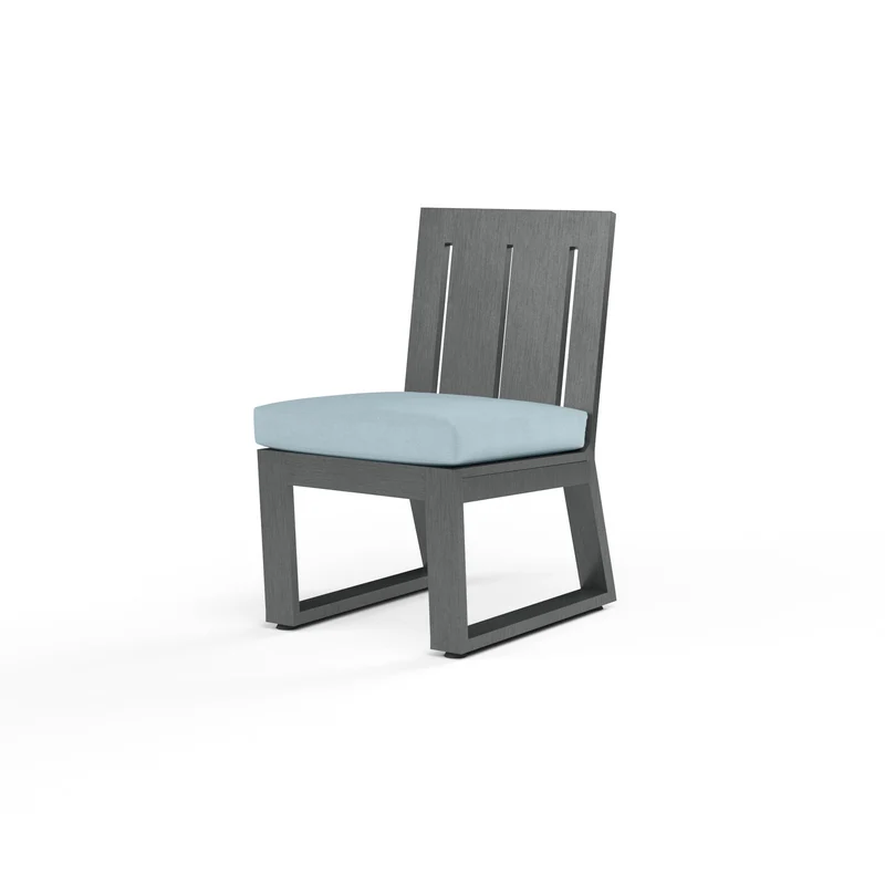 Sunset West - Redondo Armless Dining Chair w/ Sunbrella Fabric - Slate Finish - SW3801-1A Canvas Skyline / 24.8" X 20" X 33.58"