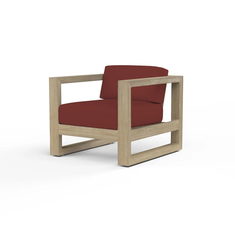 Sunset West - Coastal Teak Club Chair - Sunbrella Fabric No Welt - Teak Finish - SW5501-21 Canvas Henna / 34" X 31" X 26.75"