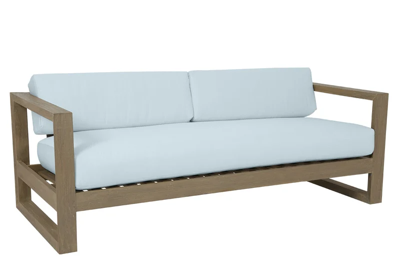 Sunset West - Coastal Teak Sofa w/ Sunbrella Fabric - Teak Finish - SW5501-23 Canvas Skyline / 90" X 34.13" X 26.75"