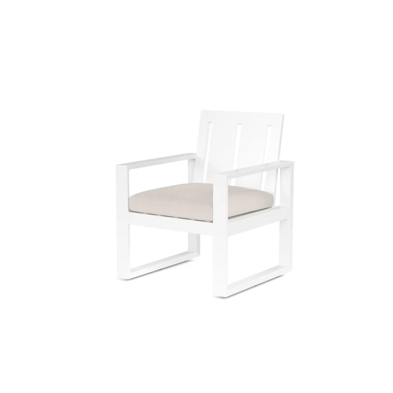 Sunset West - Newport Dining Chair w/ Sunbrella Fabric - Frost Finish - SW4801-1 Canvas Natural / 24.8" X 25.51" X 33.58"