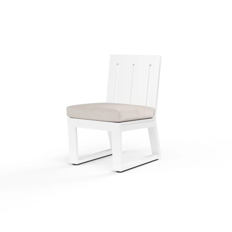 Sunset West - Newport Armless Dining Chair w/ Sunbrella Fabric - Frost Finish - SW4801-1A Canvas Natural / 24.8" X 20" X 33.58"