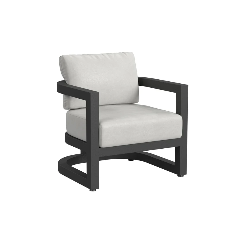 Sunset West - Malibu Club Chair in Cast Silver, No Welt - Black Finish - SW7101-21-SLVR-STKIT Black / 30.12" X 31.89" X 27.40"
