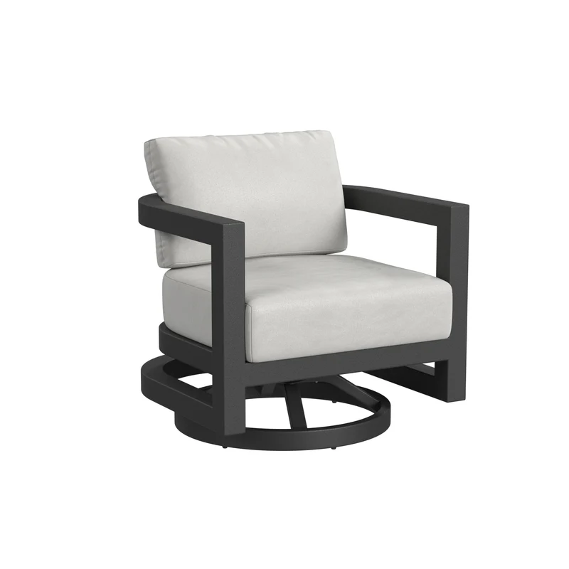 Sunset West - Malibu Swivel Chair in Cast Silver, No Welt - Black Finish - SW7101-21S-SLV-STKIT Black / 30.12" X 31.89" X 27.17"
