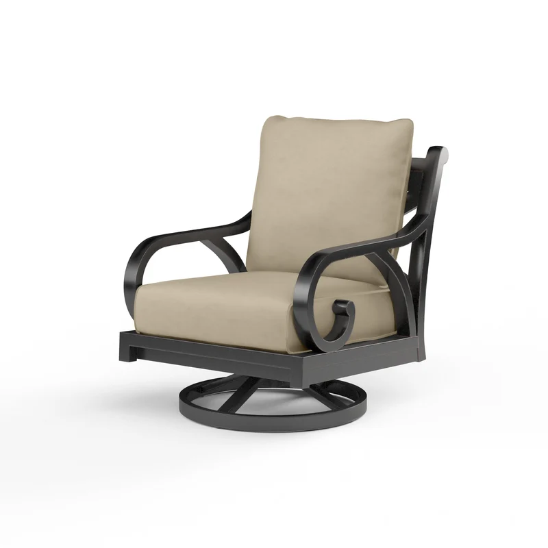 Sunset West - Monterey Swivel Rocker - Sunbrella Fabric w/ Welt - Copper Finish - SW3001-21SR Linen Stone / 35.63" X 29.53" X 35.83"