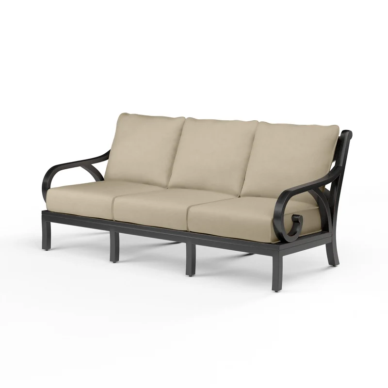 Sunset West - Monterey Sofa w/ Sunbrella Fabric - Copper Finish - SW3001-23 Linen Stone / 35.63" X 80.91" X 35.83"