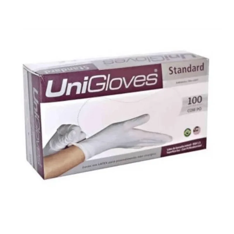 LUVA LATEX UNIGLOVES COM PO M COM 100 UNIDADES