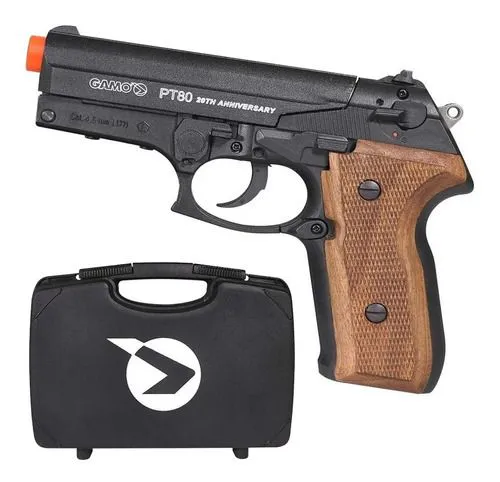 Pistola De Pressão Gamo Chumbo 4,5mm PT-80 CO2 20th Anniversary + Maleta