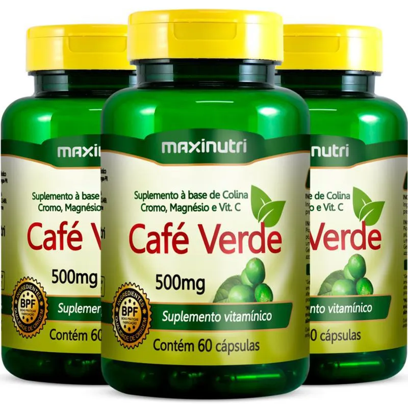 Kit 3 Potes Café Verde 60 Cápsulas Maxinutri
