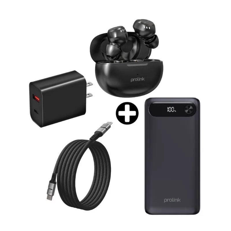 Pack de Accesorios para Smartphone Prolink: Audífonos + Bateria + Cargador + Cable