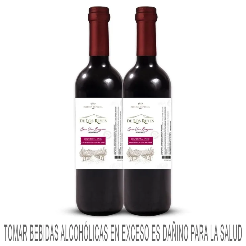 Pack Vino Tinto DE LOS REYES Borgoña Botella 750ml x 2un