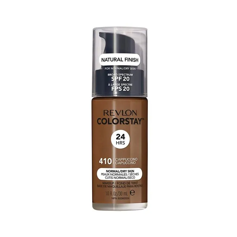 Revlon ColorStay Maquiagem para Pele Normal/Seca SPF 20, Longwear Liquid Foundation, com cobertura média-completa, acabamento natural, livre de óleo,