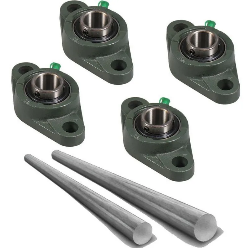 Kit 4 Mancal Oval Rolamento Ucfl24 Com 2 Eixo 20mm600mm