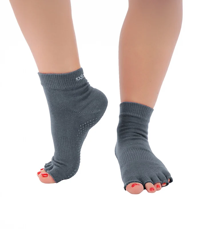 Toesox Ankle Length Half-Toe Yoga Grip Socks Grey / S