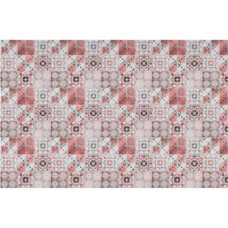 [5m²] Papel de Parade Azulejo Português Rosa - PP397-2 Rolo de 5m2
