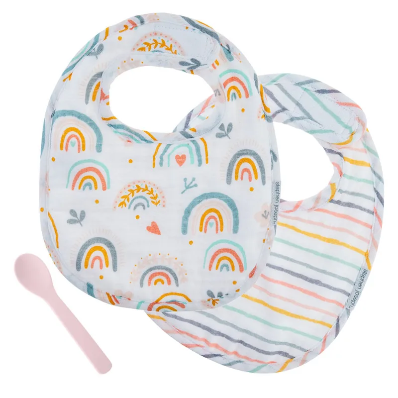 Conjunto de Babadores de Muslin Arco-Ìris Stephen Joseph