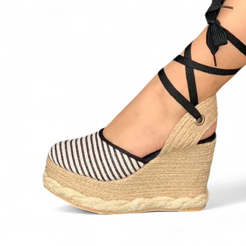 Alpargatas Mujer Taco 9 Yute 2086L-65 Color Negro