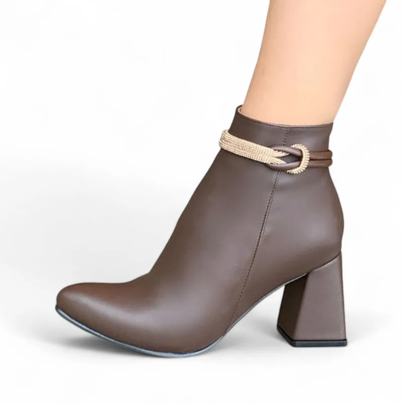 Botin Mujer Detalle Lindo 2086L-65 Taco 7 Color Marron Talla 38