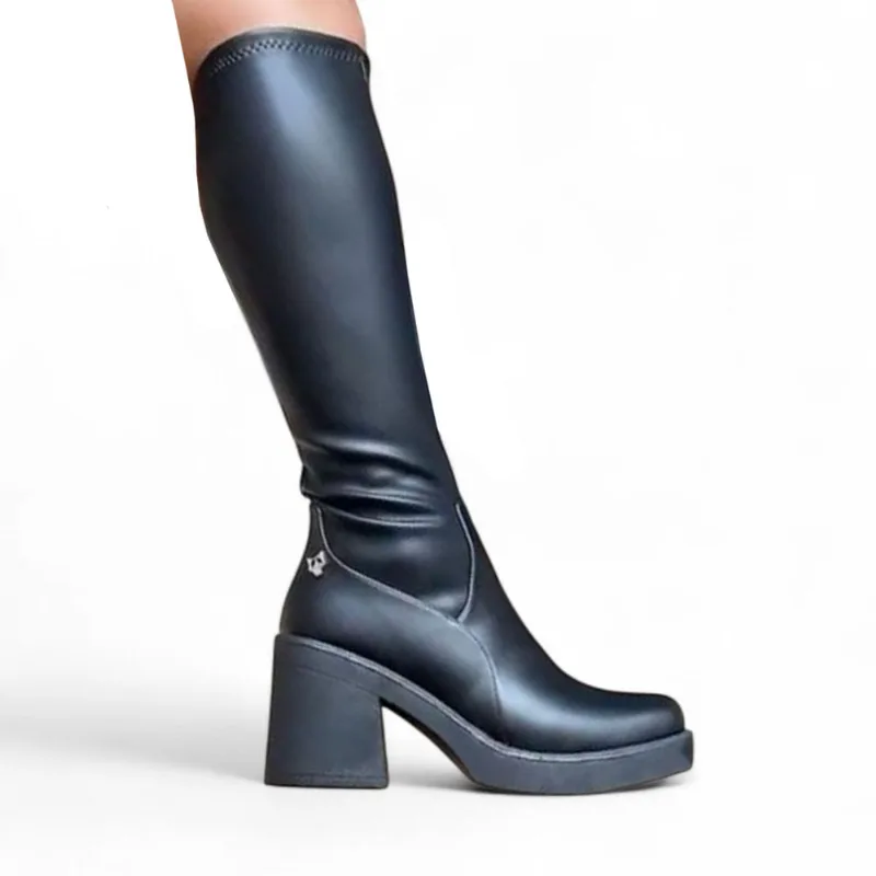 Botin Mujer Latex Taco 7 2086L-75 Color Negro Talla 39