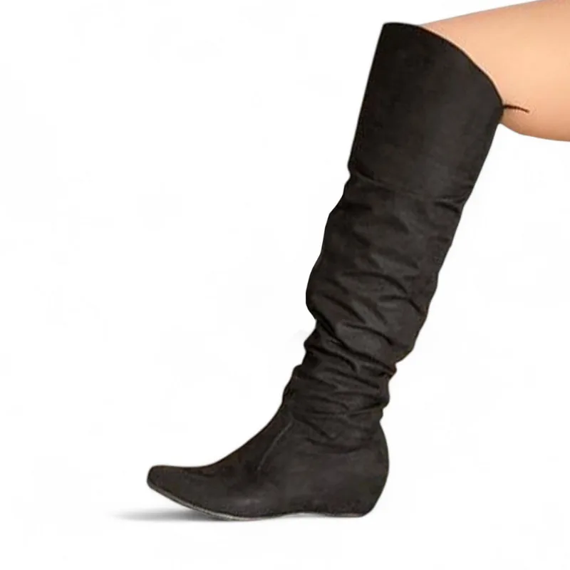 Bota Gamuza Mujer Taco Interno 5 2086L-60 Color Negro Talla 38