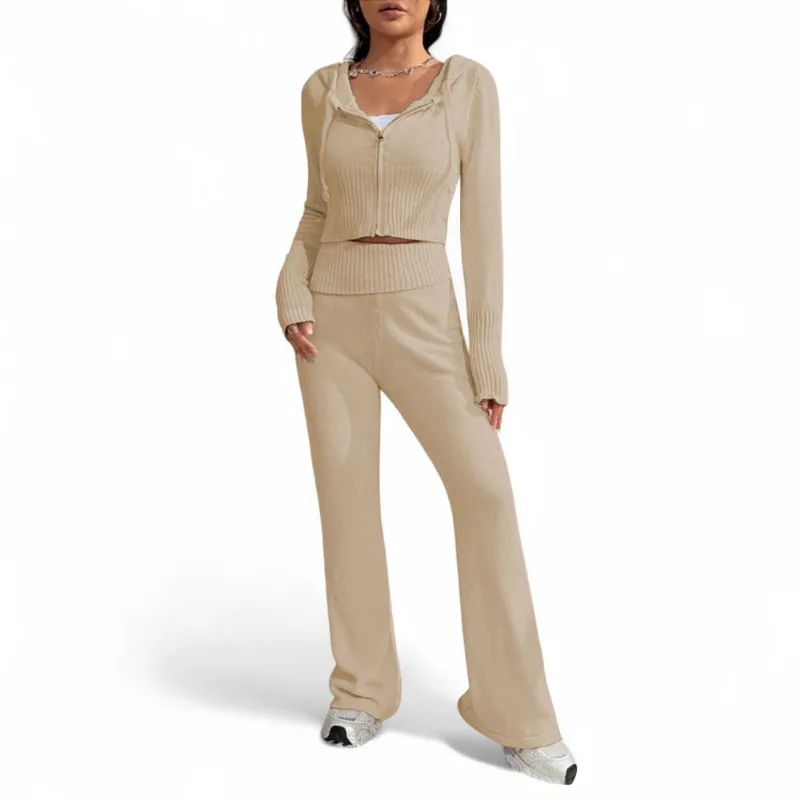 Conjunto Mujer Hilo Pantalon Campana 359G-60 Color Vainila