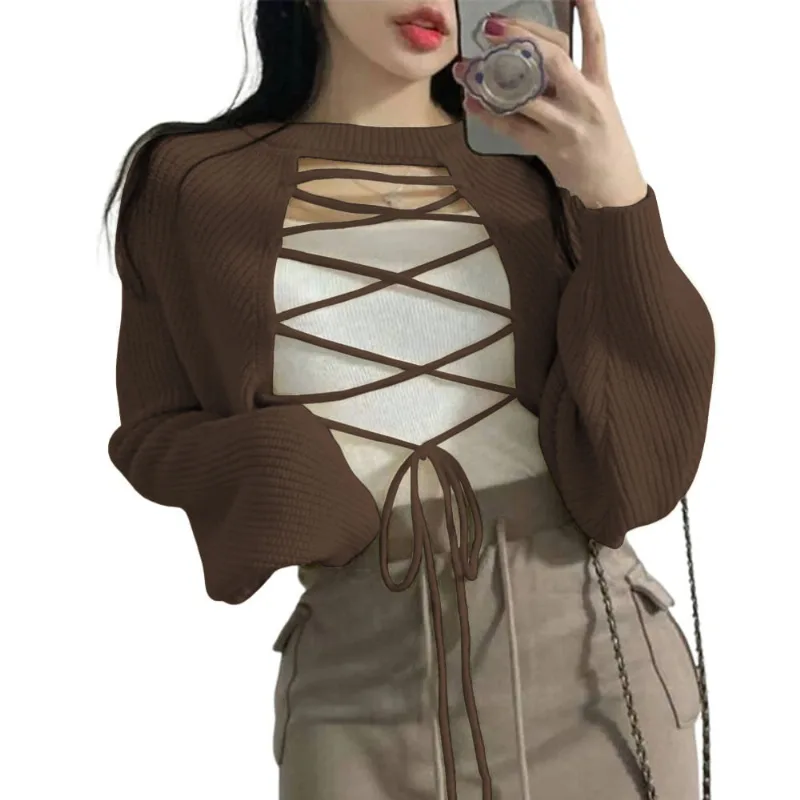 Sueter Mujer Hilo Mlarga Raiz 359G-22 Color Marron Talla M