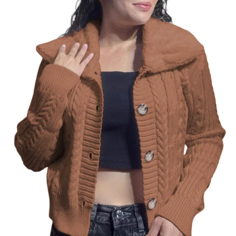 Chompa Mujer Hilo Camisero De Peluche 359G-25 Color Caramelo Talla M